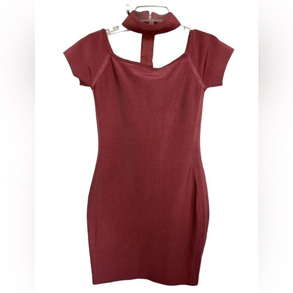 Marciano Luxe Rose Off The Shoulder Choker Neck Sexy Bodycon Mini Dress Large - Picture 3 of 13